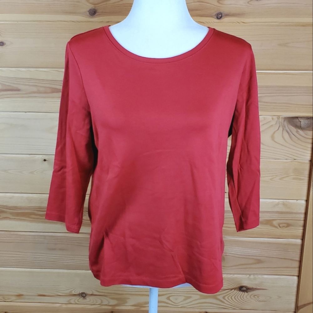L.L.Bean Women"s Long Sleeve Pinkish Red Shirt Size Large Petite